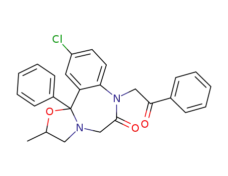 Molecular Structure of 24139-88-6 (10-chloro-2<i>t</i>-methyl-7-(2-oxo-2-phenyl-ethyl)-11b-phenyl-(11b<i>r</i>)-2,3,7,11b-hexahydro-benzo[<i>f</i>]oxazolo[3,2-<i>e</i>][1,4]diazepin-6-one)