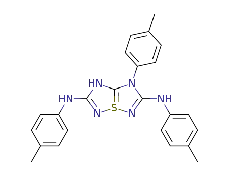Molecular Structure of 56014-11-0 (1,<i>N</i>,<i>N</i>'-tri-<i>p</i>-tolyl-1,5(7)-dihydro-4λ<sup>4</sup>-[1,2,4]thiadiazolo[5,1-<i>e</i>][1,2,4]thiadiazole-2,6-diamine)