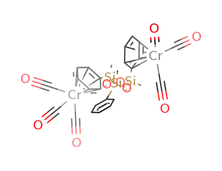 Molecular Structure of 116837-68-4 ((Si<sub>3</sub>O<sub>3</sub>(C<sub>6</sub>H<sub>5</sub>)3(CH<sub>3</sub>)3){Cr(CO)3}2)