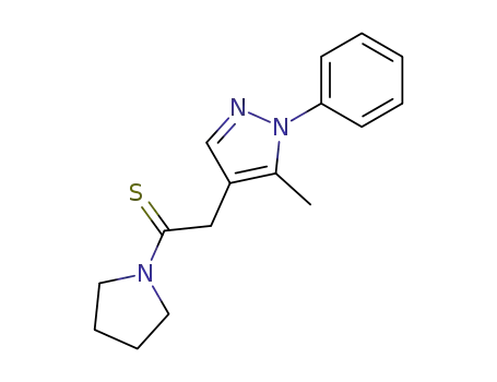 Molecular Structure of 94990-22-4 (Pyrrolidine, 1-[2-(5-methyl-1-phenyl-1H-pyrazol-4-yl)-1-thioxoethyl]-)