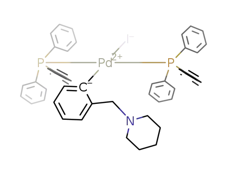 trans-PdI(ortho-C<sub>6</sub>H<sub>4</sub>I(CH<sub>2</sub>NC<sub>5</sub>H<sub>10</sub>))(P(C<sub>6</sub>H<sub>5</sub>)3)2