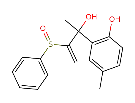 Molecular Structure of 136062-54-9 (2-(2-Benzenesulfinyl-1-hydroxy-1-methyl-allyl)-4-methyl-phenol)