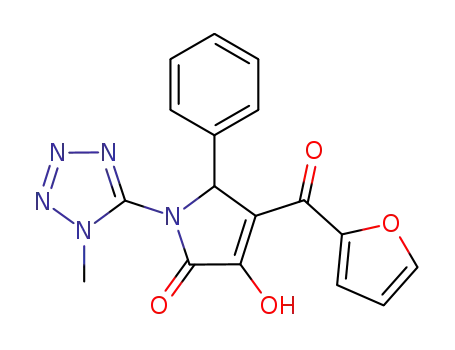 Molecular Structure of 1104807-29-5 (4-(2-furoyl)-3-hydroxy-1-(1-methyltetrazol-5-yl)-5-phenyl-2,5-dihydro-1H-pyrrol-2-one)