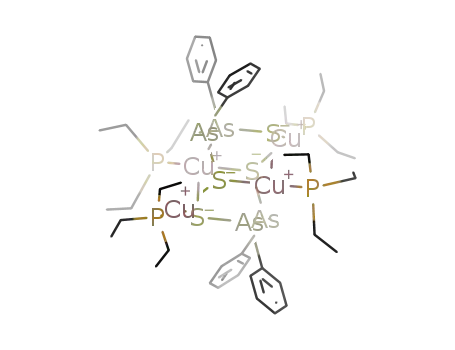 [Cu<sub>4</sub>(C<sub>6</sub>H<sub>5</sub>(S)AsAs(S)C<sub>6</sub>H<sub>5</sub>)2(P(C<sub>2</sub>H<sub>5</sub>)3)4]