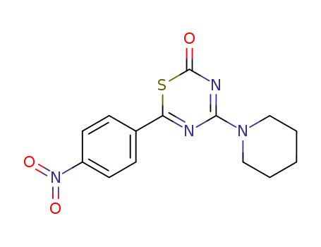 Molecular Structure of 108221-26-7 (6-(4-Nitro-phenyl)-4-piperidin-1-yl-[1,3,5]thiadiazin-2-one)
