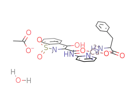 Molecular Structure of 797790-86-4 ([Cu(4-hydroxy-2-methyl-N-(2-pyridyl)-2H-1,2-benzothiazine-3-carboxamide-1,1-dioxide)(DL-phenylalanine)](acetate)*H<sub>2</sub>O)