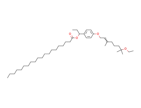 Molecular Structure of 79551-06-7 (Icosanoic acid 1-[4-((E)-7-ethoxy-3,7-dimethyl-oct-2-enyloxy)-phenyl]-propyl ester)