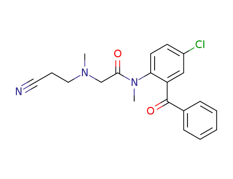 Molecular Structure of 59049-40-0 (N-(2-Benzoyl-4-chloro-phenyl)-2-[(2-cyano-ethyl)-methyl-amino]-N-methyl-acetamide)