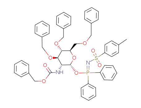 3,4,6-tri-O-benzyl-2-benzyloxycarbonylamino-2-deoxy-α-D-glucopyranosyl P,P-diphenyl-N-(p-toluenesulfonyl)phosphinimidate