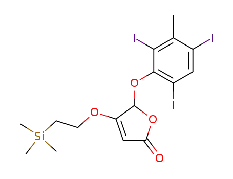 Molecular Structure of 139220-41-0 (2(5H)-Furanone,
5-(2,4,6-triiodo-3-methylphenoxy)-4-[2-(trimethylsilyl)ethoxy]-)