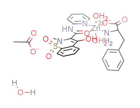 Molecular Structure of 797790-89-7 ([Zn(II)(4-hydroxy-2-methyl-N-(2-pyridyl)-2H-1,2-benzothiazine-3-carboxamide 1,1-dioxide)(DL-phenylalaninate)(H<sub>2</sub>O)2](acetate)*H<sub>2</sub>O)
