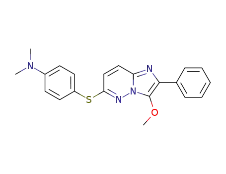 Molecular Structure of 113121-53-2 (Benzenamine,
4-[(3-methoxy-2-phenylimidazo[1,2-b]pyridazin-6-yl)thio]-N,N-dimethyl-)