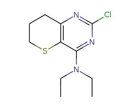 Molecular Structure of 111914-88-6 (6H-Thiopyrano[3,2-d]pyrimidin-4-amine,
2-chloro-N,N-diethyl-7,8-dihydro-)