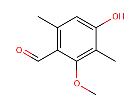 Molecular Structure of 114090-44-7 (Benzaldehyde, 4-hydroxy-2-methoxy-3,6-dimethyl-)