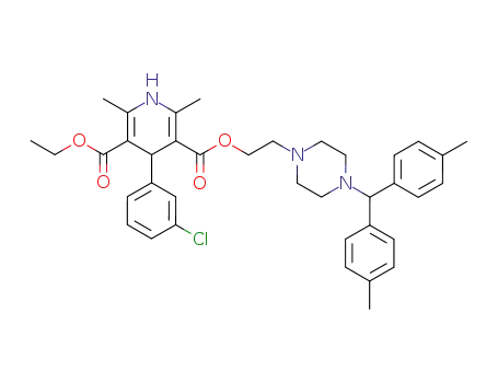 Molecular Structure of 90095-82-2 (3,5-Pyridinedicarboxylic acid,
4-(3-chlorophenyl)-1,4-dihydro-2,6-dimethyl-,
2-[4-[bis(4-methylphenyl)methyl]-1-piperazinyl]ethyl ethyl ester)