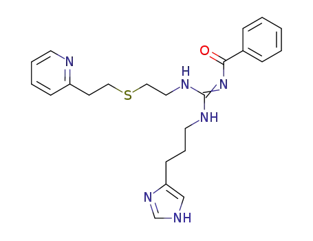 Molecular Structure of 141995-68-8 (Benzamide,
N-[[[3-(1H-imidazol-4-yl)propyl]amino][[2-[[2-(2-pyridinyl)ethyl]thio]ethyl]
amino]methylene]-)