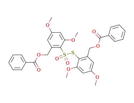 Benzenesulfonothioic acid, 2-[(benzoyloxy)methyl]-4,6-dimethoxy-,
S-[2-[(benzoyloxy)methyl]-4,6-dimethoxyphenyl] ester