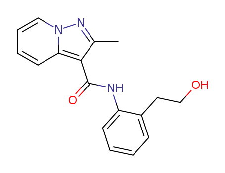 Molecular Structure of 80537-06-0 (2-Methyl-pyrazolo[1,5-a]pyridine-3-carboxylic acid [2-(2-hydroxy-ethyl)-phenyl]-amide)