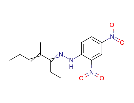 Molecular Structure of 108012-75-5 (4-methyl-hept-4-en-3-one-(2,4-dinitro-phenylhydrazone))