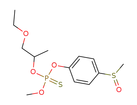 Molecular Structure of 28239-58-9 (Thiophosphoric acid O-(2-ethoxy-1-methyl-ethyl) ester O'-(4-methanesulfinyl-phenyl) ester O''-methyl ester)