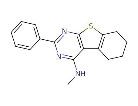 Molecular Structure of 60557-08-6 (methyl-(2-phenyl-5,6,7,8-tetrahydro-benzo[4,5]thieno[2,3-<i>d</i>]pyrimidin-4-yl)-amine)