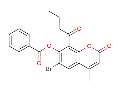 Molecular Structure of 112222-68-1 (7-benzoyloxy-6-bromo-8-butyryl-4-methyl-coumarin)