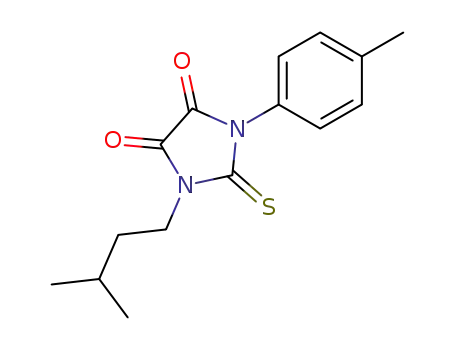 Molecular Structure of 861351-12-4 (1-isopentyl-2-thioxo-3-<i>p</i>-tolyl-imidazolidine-4,5-dione)
