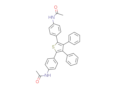 Molecular Structure of 107541-96-8 (Acetamide, N,N'-[(3,4-diphenyl-2,5-thiophenediyl)di-4,1-phenylene]bis-)