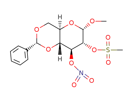 methyl-[<i>O</i><sup>4</sup>,<i>O</i><sup>6</sup>-((<i>R</i>)-benzylidene-<i>O</i><sup>2</sup>-methanesulfonyl-<i>O</i><sup>3</sup>-nitro-α-D-glucopyranoside]