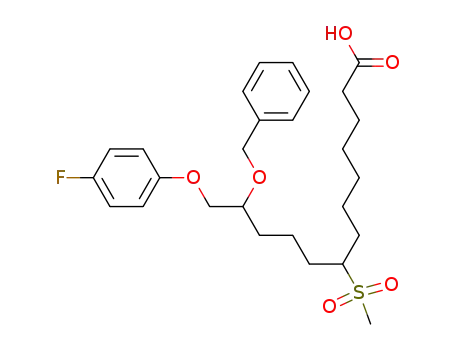 Molecular Structure of 62020-07-9 (Tridecanoic acid,
13-(4-fluorophenoxy)-8-(methylsulfonyl)-12-(phenylmethoxy)-)