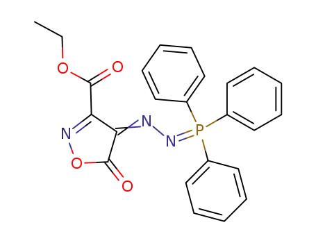 Molecular Structure of 70432-28-9 (5-oxo-4-(triphenyl-λ<sup>5</sup>-phosphanylidenehydrazono)-4,5-dihydro-isoxazole-3-carboxylic acid ethyl ester)