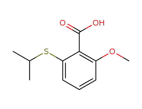 Molecular Structure of 63635-23-4 (Benzoic acid, 2-methoxy-6-[(1-methylethyl)thio]-)