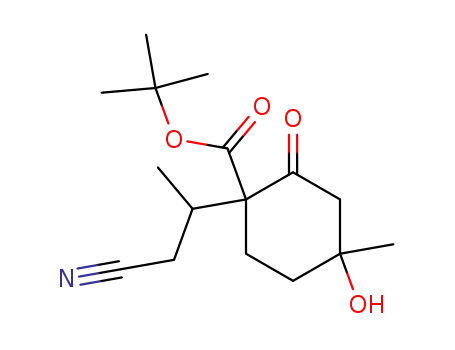 Cyclohexanecarboxylic acid,
1-(2-cyano-1-methylethyl)-4-hydroxy-4-methyl-2-oxo-, 1,1-dimethylethyl
ester