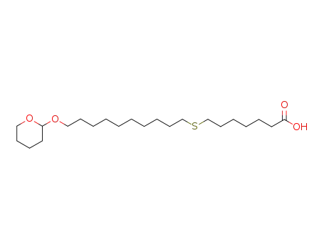 Molecular Structure of 676603-96-6 (Heptanoic acid, 7-[[10-[(tetrahydro-2H-pyran-2-yl)oxy]decyl]thio]-)
