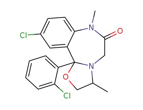 Molecular Structure of 32711-03-8 (10-chloro-11b-(2-chloro-phenyl)-3,7-dimethyl-2,3,7,11b-hexahydro-benzo[<i>f</i>]oxazolo[3,2-<i>e</i>][1,4]diazepin-6-one)