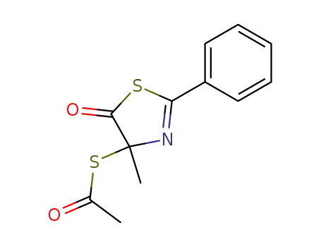 Molecular Structure of 34709-54-1 (4-acetylsulfanyl-4-methyl-2-phenyl-4<i>H</i>-thiazol-5-one)