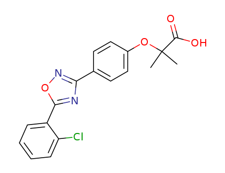 Molecular Structure of 49787-10-2 (Propanoic acid,
2-[4-[5-(2-chlorophenyl)-1,2,4-oxadiazol-3-yl]phenoxy]-2-methyl-)