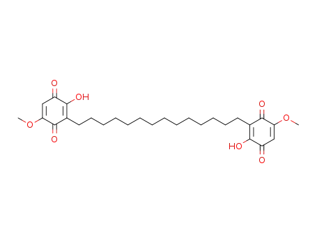 Molecular Structure of 61621-88-3 (2,5-Cyclohexadiene-1,4-dione,
2,2'-(1,14-tetradecanediyl)bis[3-hydroxy-6-methoxy-)