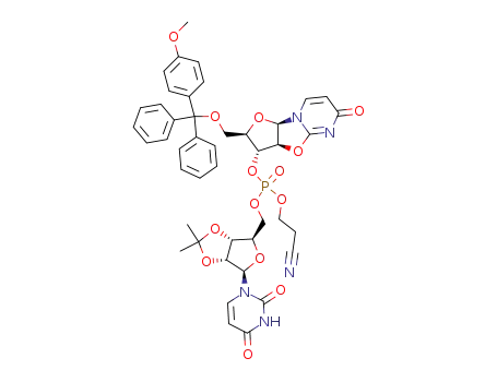 <i>P</i>-(2-cyano-ethyl)-<i>O</i><sup>2'</sup>,<i>O</i><sup>3'</sup>-isopropylidene-uridylyl-(5'->3')-<i>O</i><sup>5'</sup>-(4-methoxy-trityl)-<i>arabino</i>-2,2'-anhydro-uridine