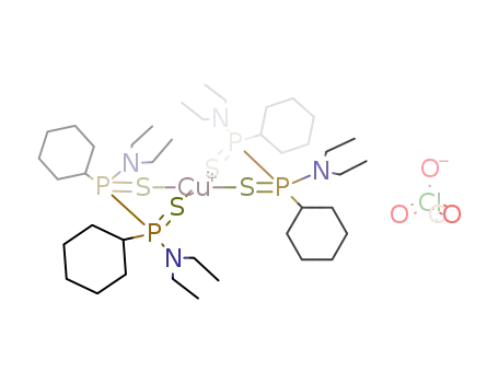 Cu((CH<sub>3</sub>CH<sub>2</sub>)2N(C<sub>6</sub>H<sub>11</sub>)P(S)P(S)(C<sub>6</sub>H<sub>11</sub>)N(CH<sub>2</sub>CH<sub>3</sub>)2)2<sup>(1+)</sup>*ClO<sub>4</sub><sup>(1-)</sup>=Cu((CH<sub>3</sub>CH<sub>2</sub>)2N(C<sub>6</sub>H<sub>11</sub>)P(S)P(S)(C<sub>6</sub>H<sub>11</sub>)N(CH<sub>2</sub>CH<sub>3</sub>)2)2ClO<sub>4</sub>