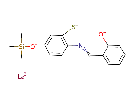 Molecular Structure of 82667-34-3 (La<sup>(3+)</sup>*C<sub>13</sub>H<sub>9</sub>NOS<sup>(2-)</sup>*(CH<sub>3</sub>)3SiO<sup>(1-)</sup>=La(C<sub>13</sub>H<sub>9</sub>NOS)OSi(CH<sub>3</sub>)3)