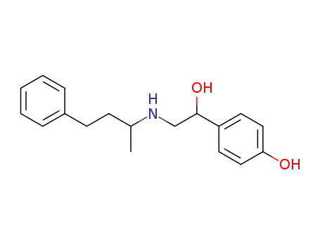 Molecular Structure of 69568-36-1 (Benzenemethanol,
4-hydroxy-a-[[(1-methyl-3-phenylpropyl)amino]methyl]-)