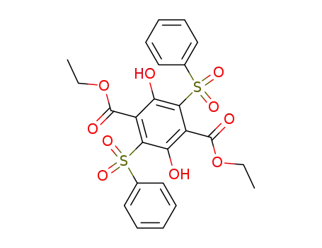 Molecular Structure of 89407-72-7 (1,4-Benzenedicarboxylic acid, 2,5-dihydroxy-3,6-bis(phenylsulfonyl)-,
diethyl ester)
