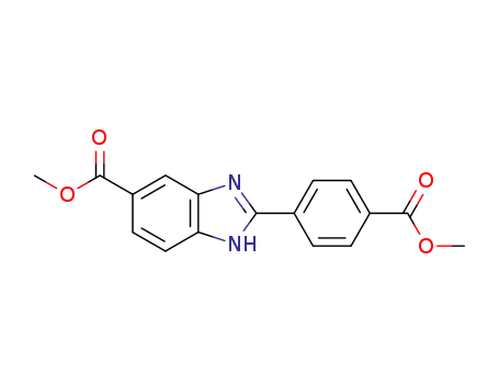 Molecular Structure of 110336-03-3 (2-(4-methoxycarbonyl-phenyl)-1<sup>(3)</sup><i>H</i>-benzimidazole-5-carboxylic acid methyl ester)