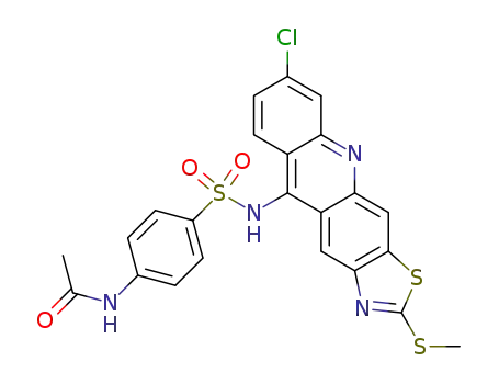 Molecular Structure of 857979-87-4 (<i>N</i>-acetyl-sulfanilic acid-(7-chloro-2-methylsulfanyl-thiazolo[4,5-<i>b</i>]acridin-10-ylamide))
