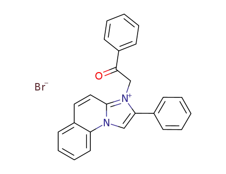 Molecular Structure of 101957-46-4 (3-phenacyl-2-phenyl-imidazo[1,2-<i>a</i>]quinolinium; bromide)