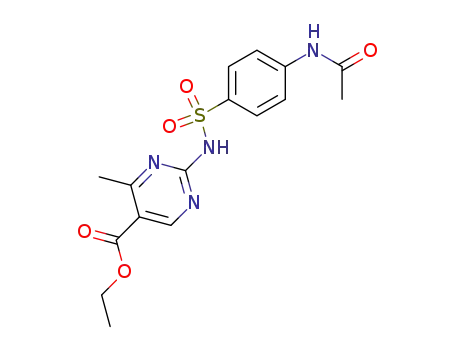 Molecular Structure of 857410-58-3 (2-[(<i>N</i>-acetyl-sulfanilyl)-amino]-6-methyl-pyrimidine-5-carboxylic acid ethyl ester)