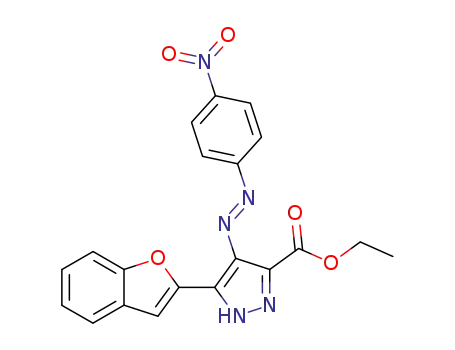 5-benzofuran-2-yl-4-(4-nitro-phenylazo)-1<i>H</i>-pyrazole-3-carboxylic acid ethyl ester