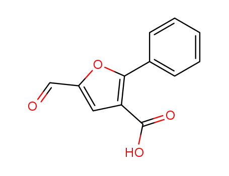 Molecular Structure of 61761-76-0 (3-Furancarboxylic acid, 5-formyl-2-phenyl-)