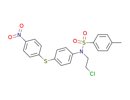 Molecular Structure of 857005-58-4 (toluene-4-sulfonic acid-[<i>N</i>-(2-chloro-ethyl)-4-(4-nitro-phenylsulfanyl)-anilide])
